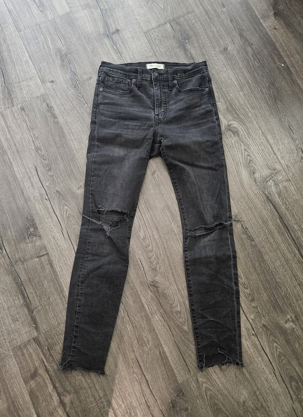 Madewell High-Rise Black Distressed Skinny Jeans